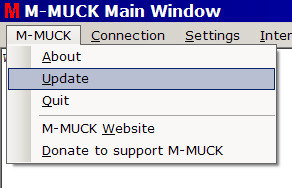 From the main window, choose 'M-MUCK' then 'Update'